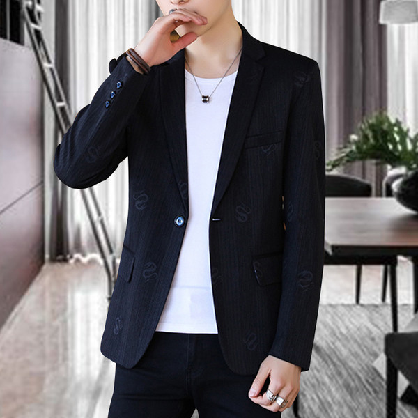 Мъжко небрежно сако в черен и син цвят