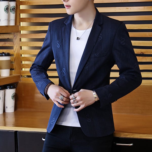 Мъжко небрежно сако в черен и син цвят