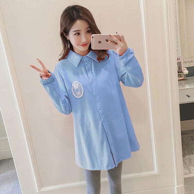 Стилна риза за бременни жени с бродерия в три цвята 