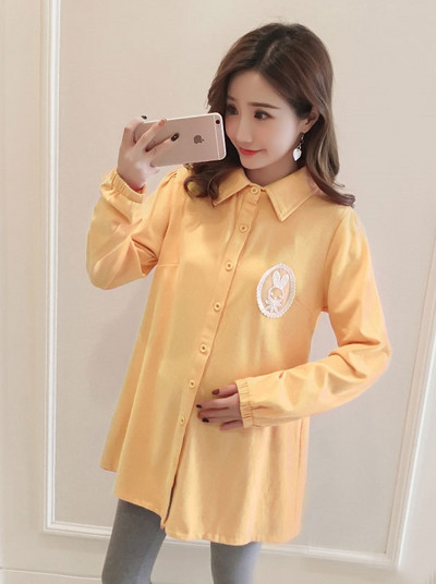 Стилна риза за бременни жени с бродерия в три цвята 