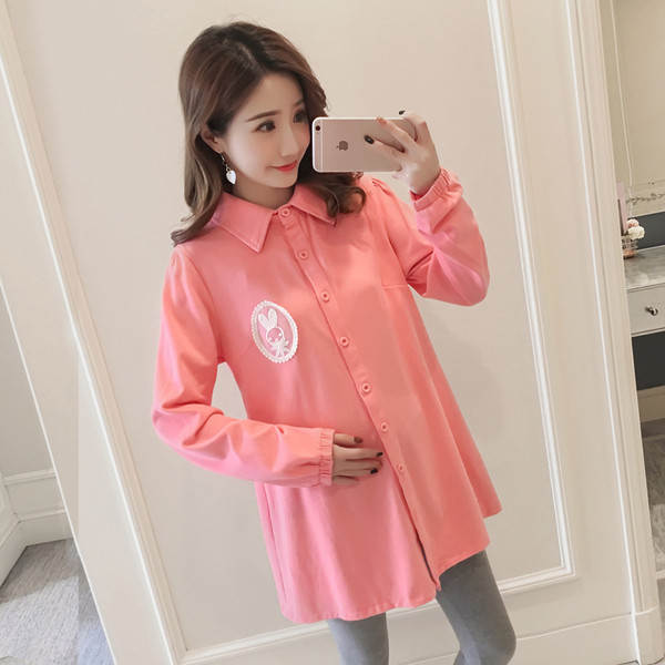 Стилна риза за бременни жени с бродерия в три цвята 