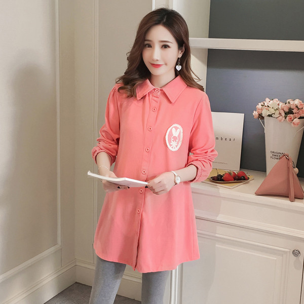 Стилна риза за бременни жени с бродерия в три цвята 