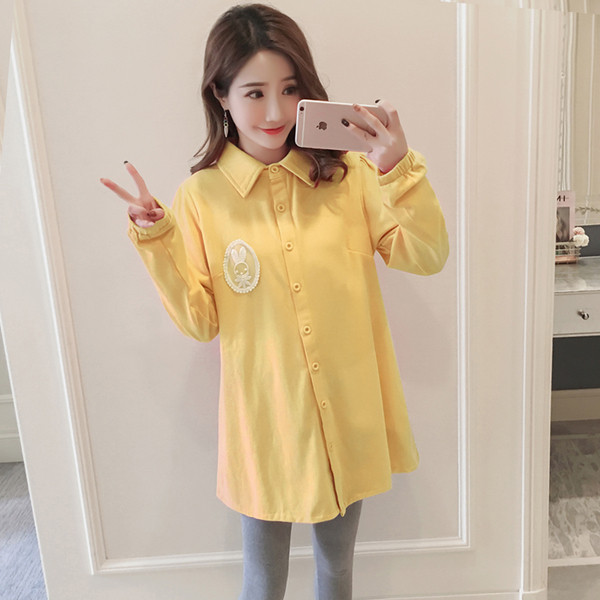 Стилна риза за бременни жени с бродерия в три цвята 