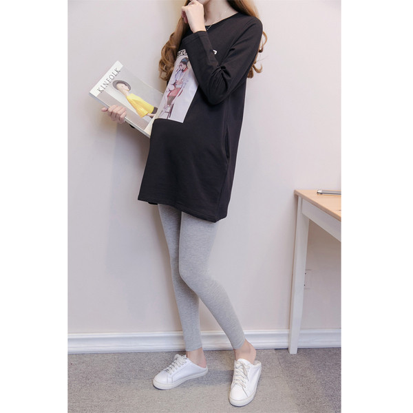 Модерна тениска за бременни жени с дълъг ръкав и джоб