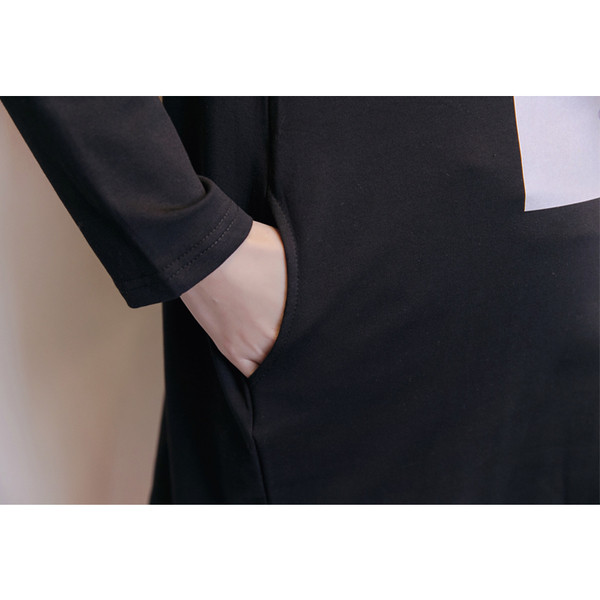 Модерна тениска за бременни жени с дълъг ръкав и джоб