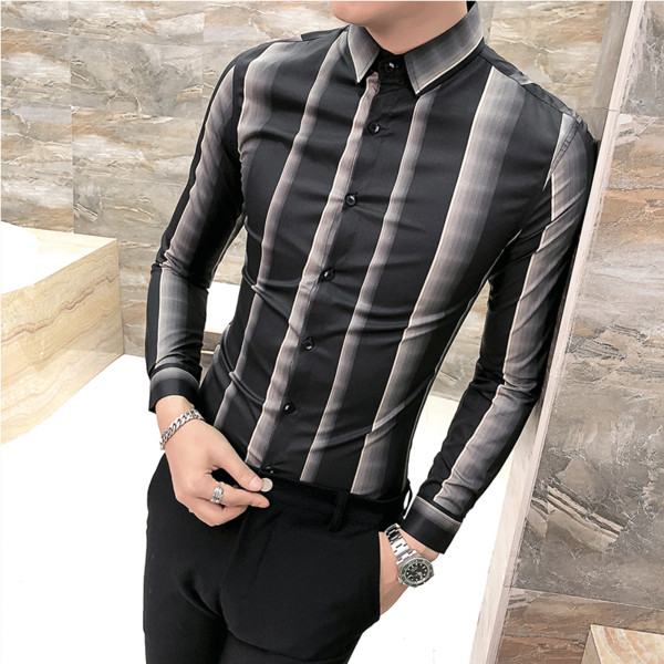 Раирана мъжка риза с дълъг ръкав в два цвята