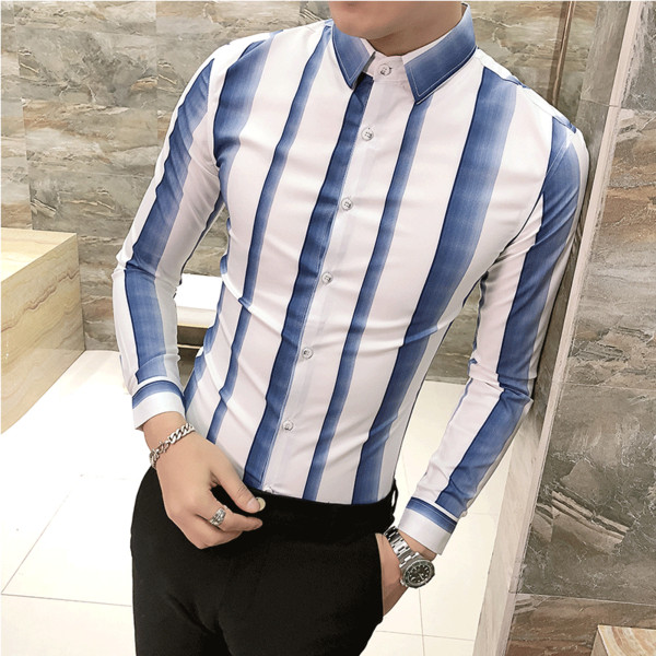 Раирана мъжка риза с дълъг ръкав в два цвята