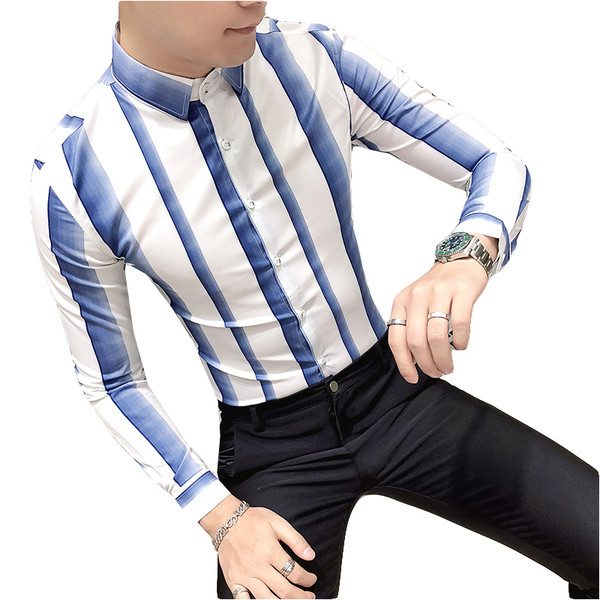 Раирана мъжка риза с дълъг ръкав в два цвята