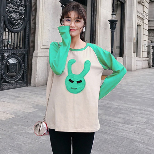 Модерна блуза с О-образно деколте и дълъг ръкав за бременни жени