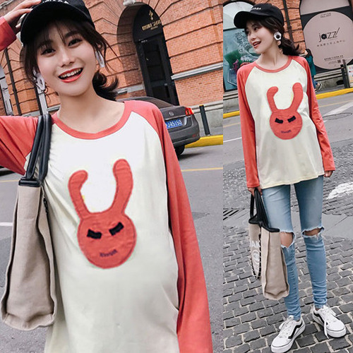 Модерна блуза с О-образно деколте и дълъг ръкав за бременни жени