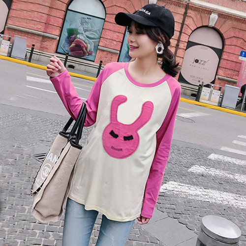 Модерна блуза с О-образно деколте и дълъг ръкав за бременни жени