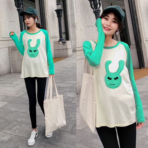 Модерна блуза с О-образно деколте и дълъг ръкав за бременни жени