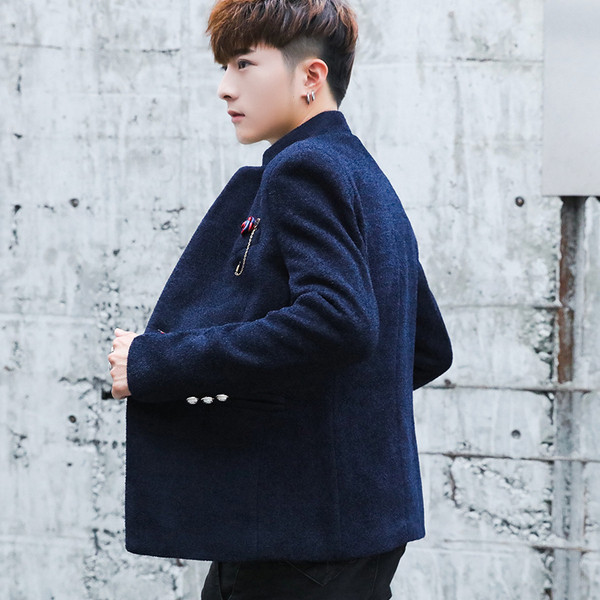 Модерно мъжко плътно сако с метална декорация в три цвята