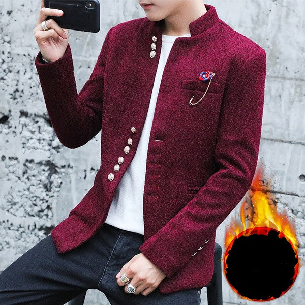 Модерно мъжко плътно сако с метална декорация в три цвята