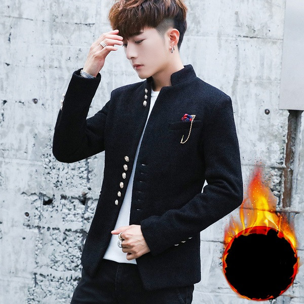 Модерно мъжко плътно сако с метална декорация в три цвята