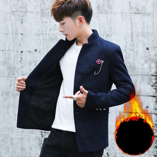 Модерно мъжко плътно сако с метална декорация в три цвята