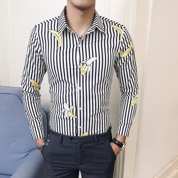 Раирана мъжка риза с дълъг ръкав в черен и червен цвят