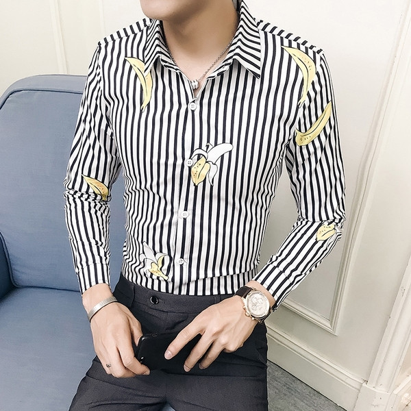 Раирана мъжка риза с дълъг ръкав в черен и червен цвят