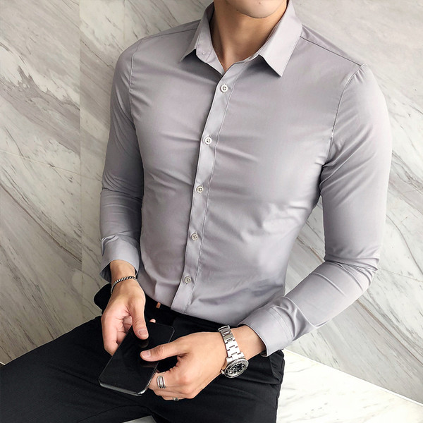 Елегантна мъжка риза с дълъг ръкав в няколко цвята