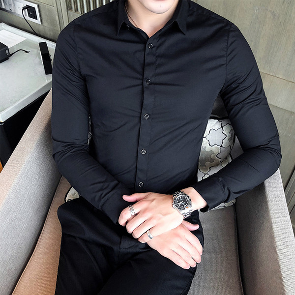 Елегантна мъжка риза с дълъг ръкав в няколко цвята