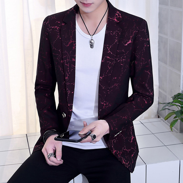 Мъжко стилно сако с цветни шарки в три цвята