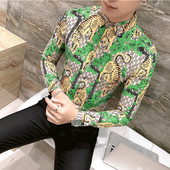 Cămașă bărbătească colorată model Slim cu mâneci lungi