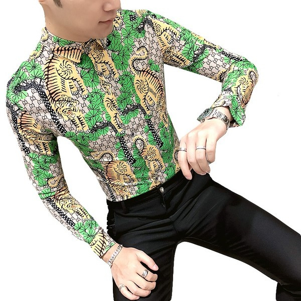 Цветна мъжка риза Slim модел с дълъг ръкав