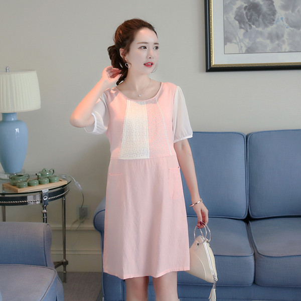 Стилна рокля за брменни жени в два цвята с О-образно деколте