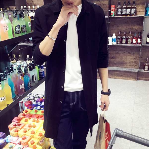 Мъжка ежедневна риза дълъг модел в два цвята