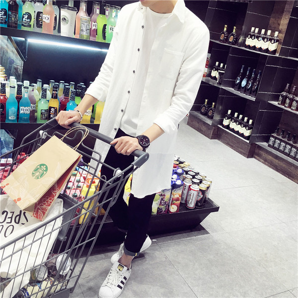 Мъжка ежедневна риза дълъг модел в два цвята