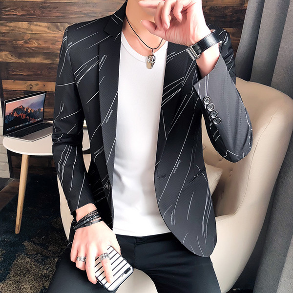 Мъжко стилно сако в три цвята с цветни ленти