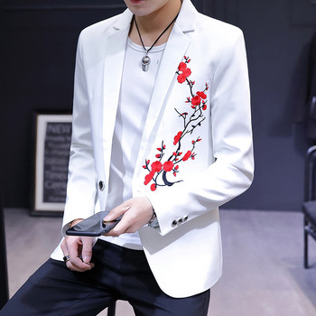 Модерно мъжко сако с флорални мотиви в три цвята