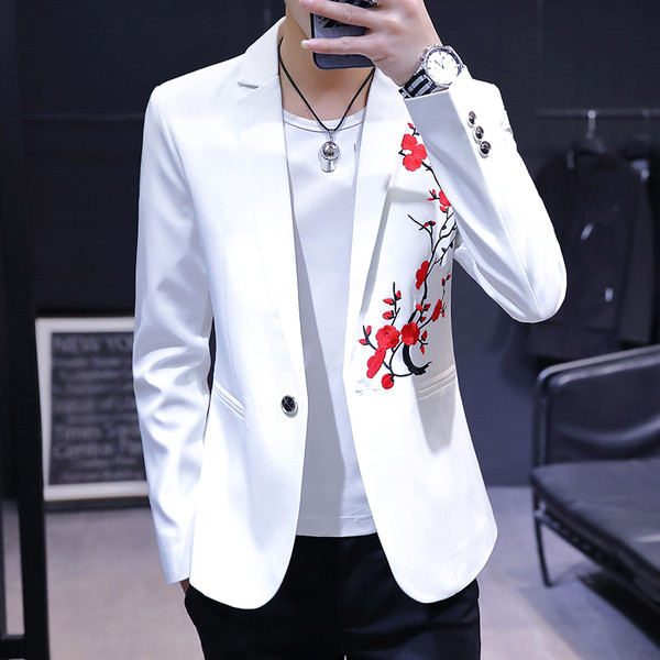 Модерно мъжко сако с флорални мотиви в три цвята