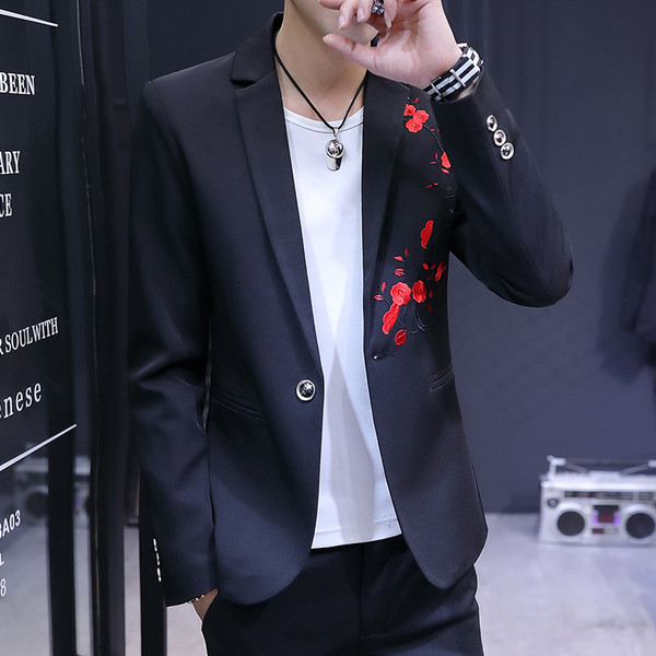 Модерно мъжко сако с флорални мотиви в три цвята