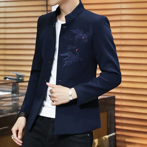 Ежедневно мъжко сако в четири цвята с бродерия