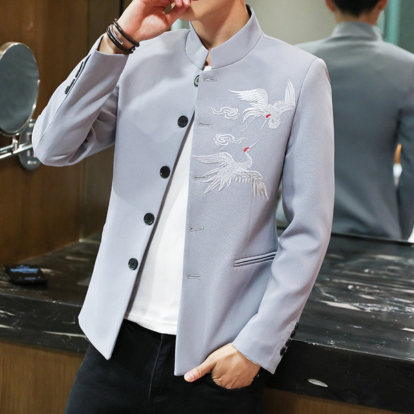 Ежедневно мъжко сако в четири цвята с бродерия