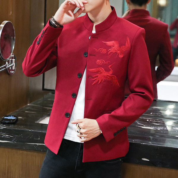 Ежедневно мъжко сако в четири цвята с бродерия