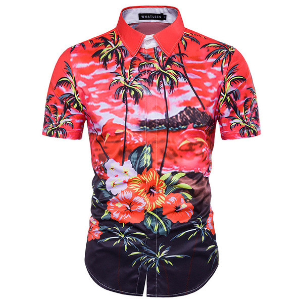 Лятна мъжка риза с щампа в два цвята