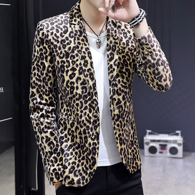Modern férfi kabát leopárd mintával