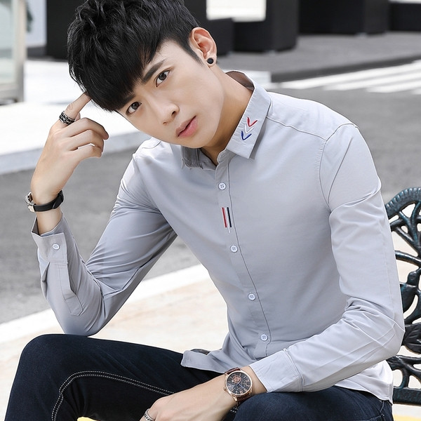 Стилна мъжка риза с дълъг ръкав в няколко цвята