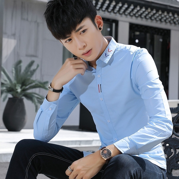 Стилна мъжка риза с дълъг ръкав в няколко цвята