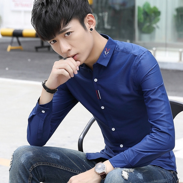 Стилна мъжка риза с дълъг ръкав в няколко цвята