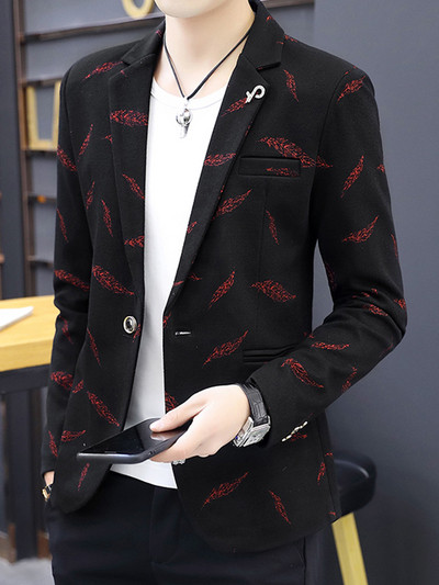 Мъжко стилно сако в три цвята с бродерия