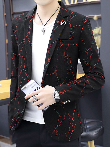 Мъжко модерно сако в черен цвят с цветни нишки