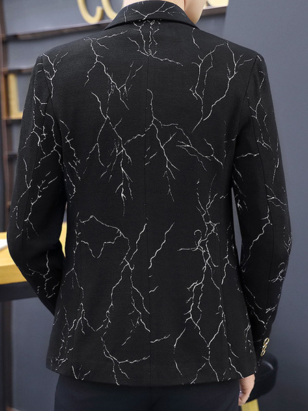 Мъжко модерно сако в черен цвят с цветни нишки