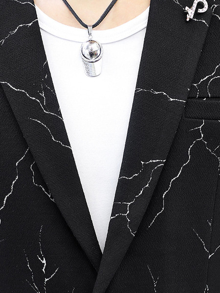 Мъжко модерно сако в черен цвят с цветни нишки