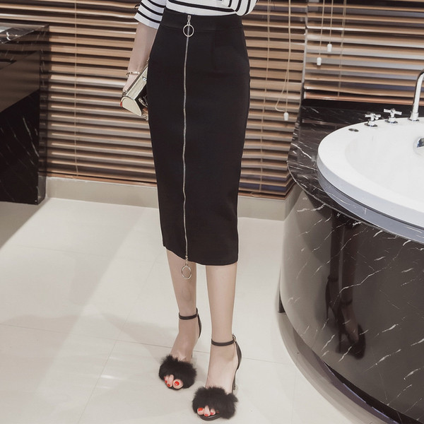 Дамска актуална пола с преден цип в два цвята