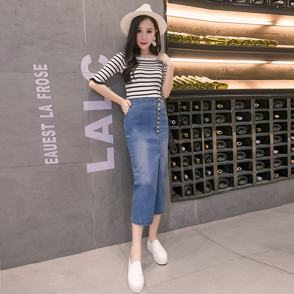 Ежедневна дамска дънкова пола - дълъг модел