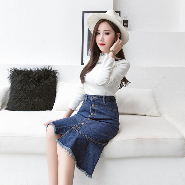 Актуална дамска дънкова пола - широк модел