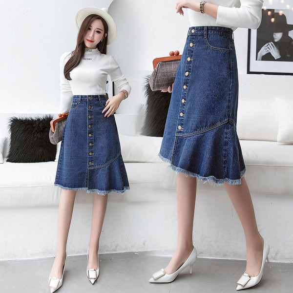 Актуална дамска дънкова пола - широк модел